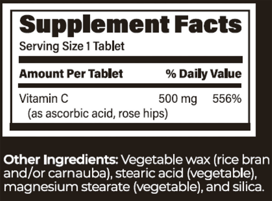 ENDUR-C SR 500 mg 90 Tablets Supplement Facts