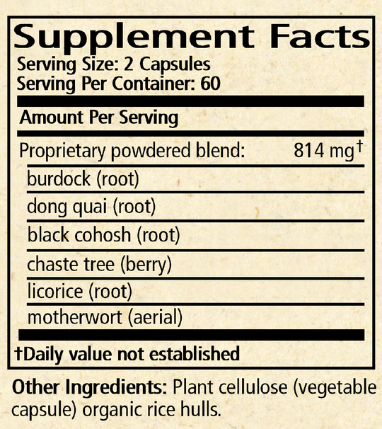 Women's Menocaps 120 Capsules Supplement Facts