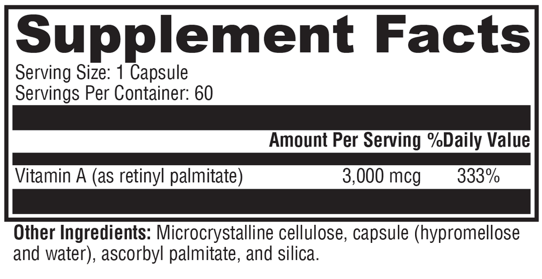 Xcellent A 3000  60 Capsules Supplement Facts
