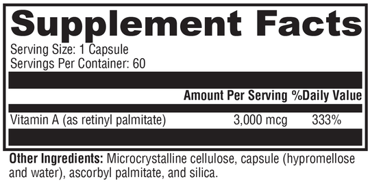 Xcellent A 3000  60 Capsules Supplement Facts