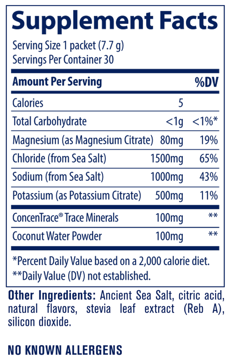 ZEROLyte Citrus 30 Servings Supplement Facts