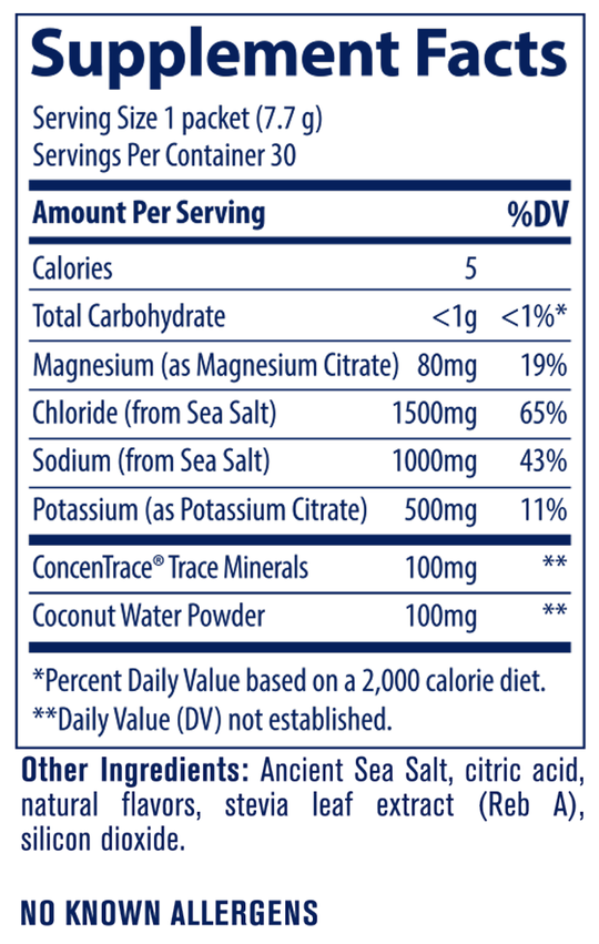 ZEROLyte Citrus 30 Servings Supplement Facts