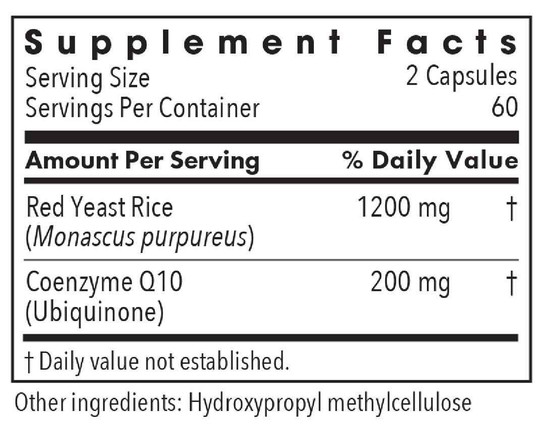 Red Yeast Rice with CoQ10 120 Capsules Supplement Facts