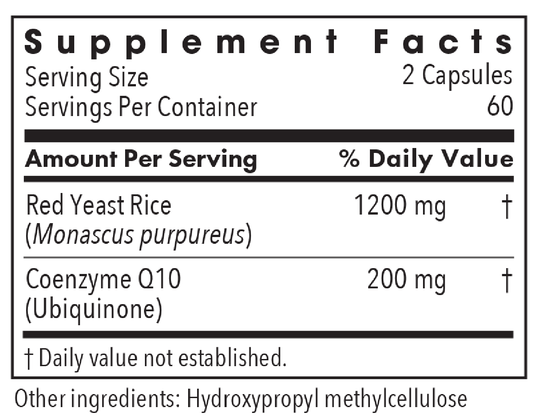 Red Yeast Rice with CoQ10 120 Capsules Supplement Facts